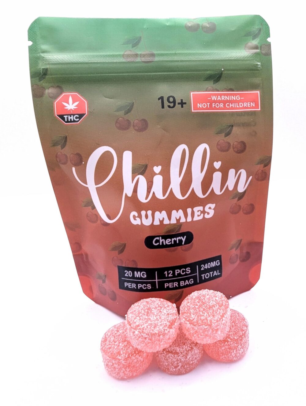Chillin Gummies Edible ‘Flying’ 240mg THC (12pcs x 20mg) - Cherry