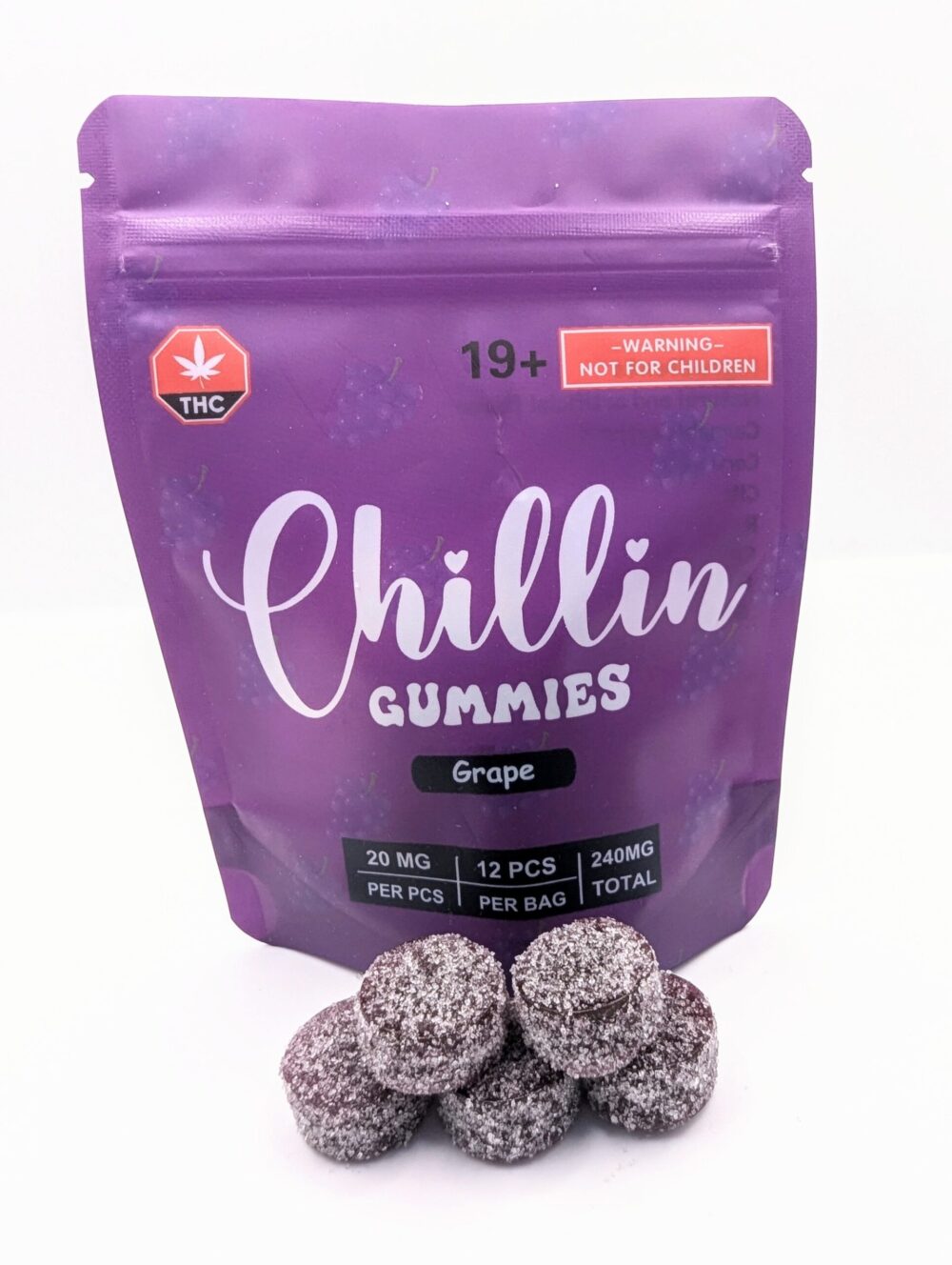 Chillin Gummies Edible ‘Flying’ 240mg THC (12pcs x 20mg) - Grape