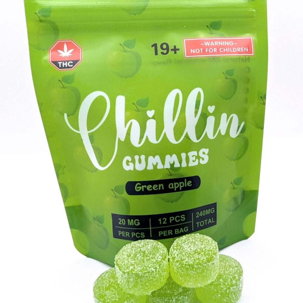 Chillin Gummies Edible ‘Flying’ 240mg THC (12pcs x 20mg) - Green Apple