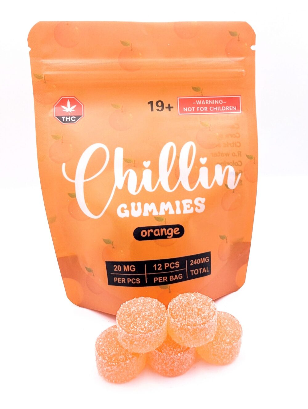 Chillin Gummies Edible ‘Flying’ 240mg THC (12pcs x 20mg) - Orange