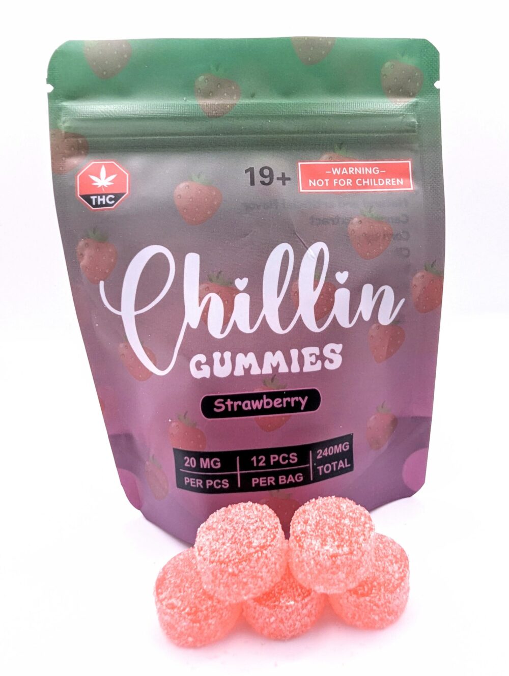 Chillin Gummies Edible ‘Flying’ 240mg THC (12pcs x 20mg) - Strawberry