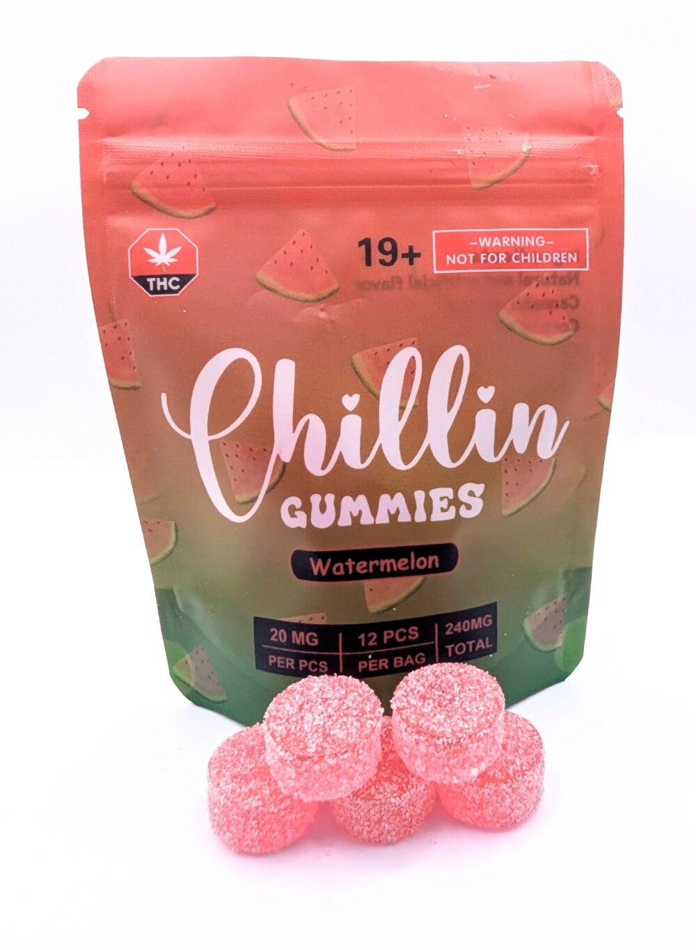 Chillin Gummies Edible ‘Flying’ 240mg THC (12pcs x 20mg) - Watermelon