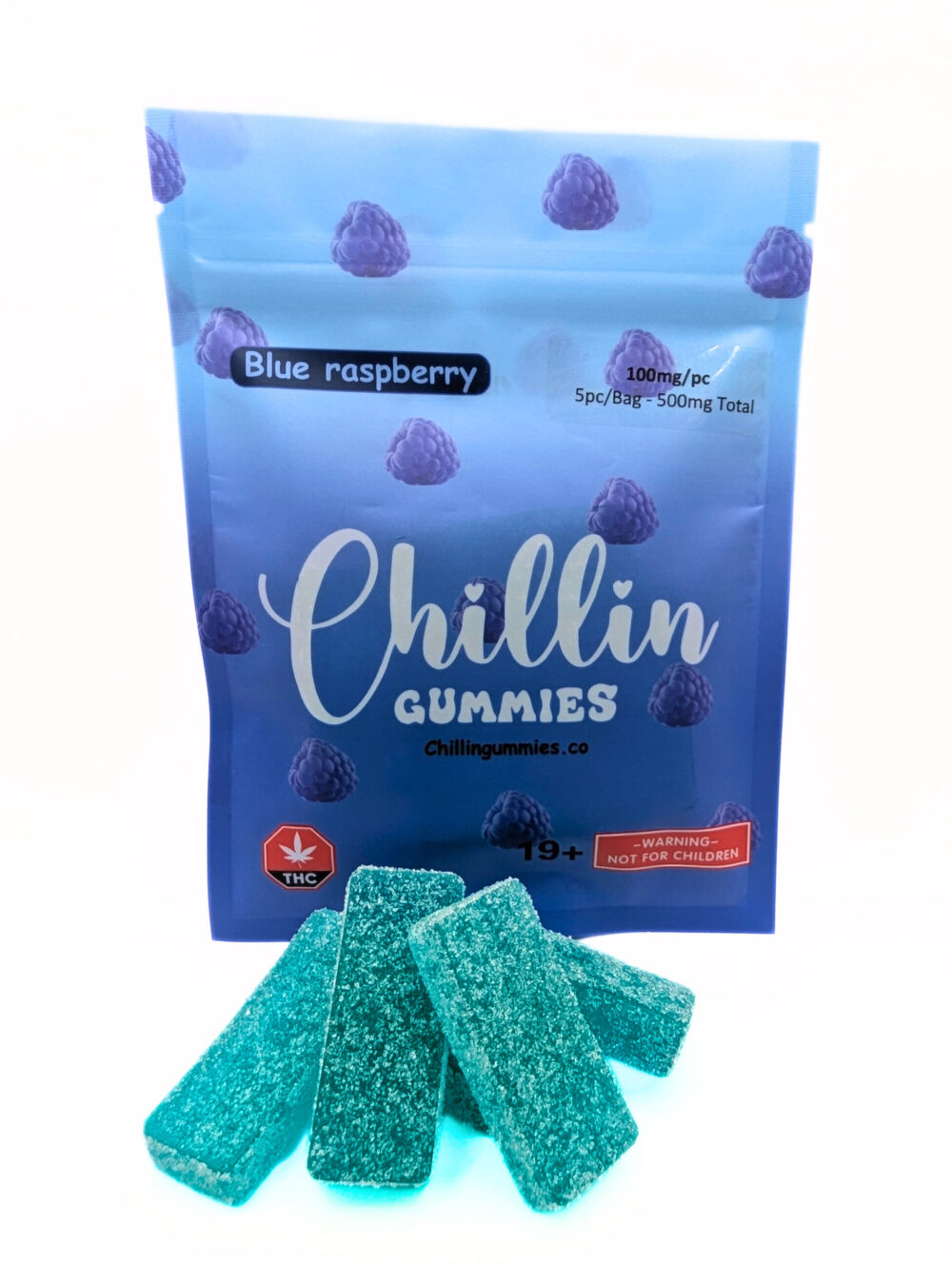 Chillin Gummies 'Extreme' 500mg THC (5pcs x 100mg) - Blue Raspberry